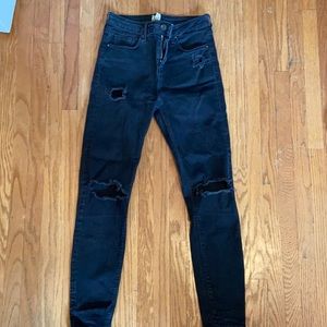 Topshop Jamie black ripped jeans